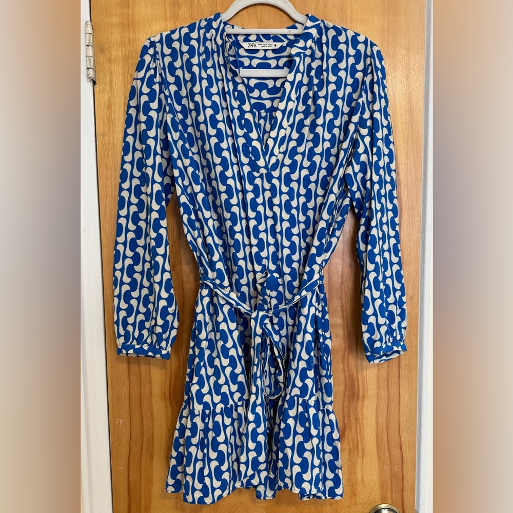 Zara Blue and White Flowy Dress